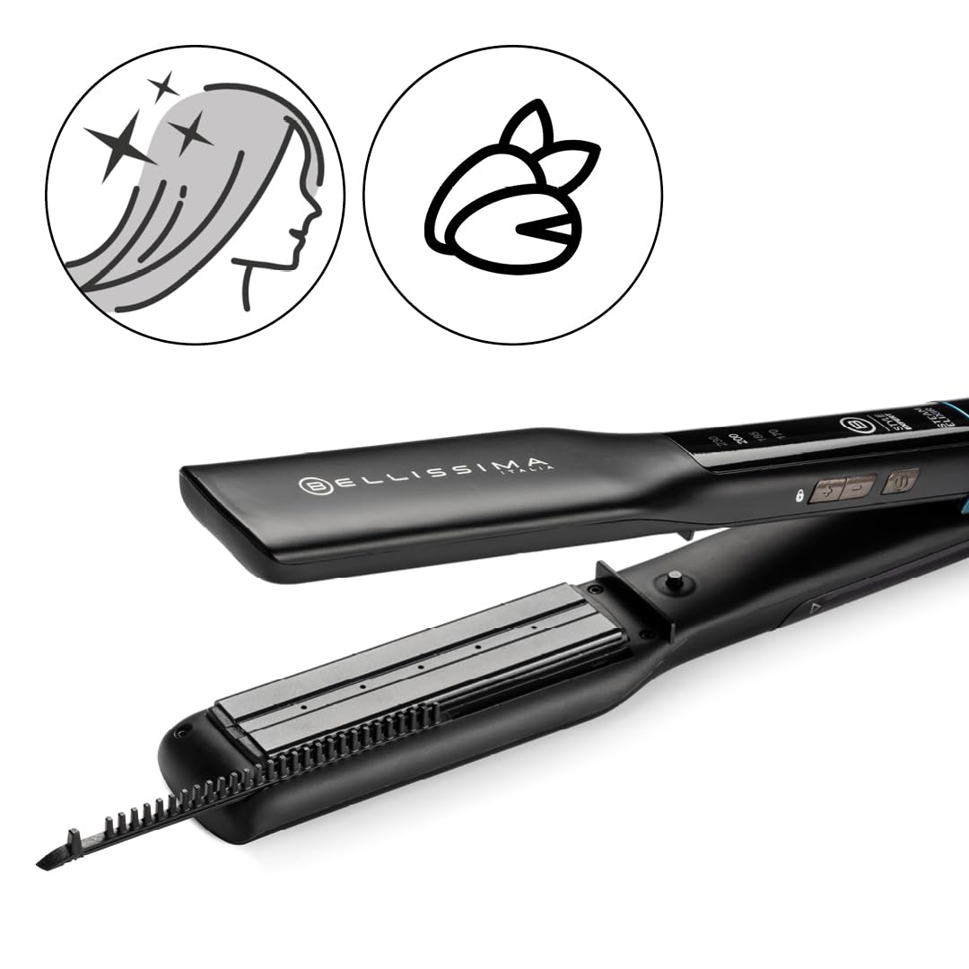Bellissima Imetec Style Expert Steam Elixir - Plancha de Vapor Profesional para un Cabello Liso, Protegido y Brillante, sin Daños - Revestimiento de Cerámica y Aceite de Argán - 4 Temperaturas