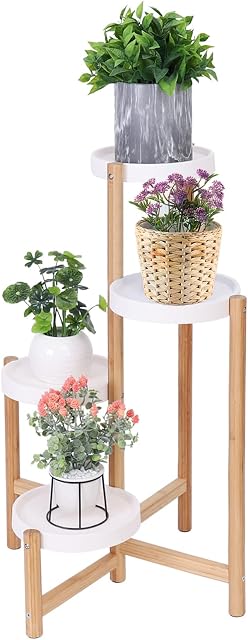unho Corner Plant Stand Indoor, 4 Tier Plant Display Shelf Bamboo Plant Pot Stand Holder Tall Flower Stand Rack for Indoor Home Decor