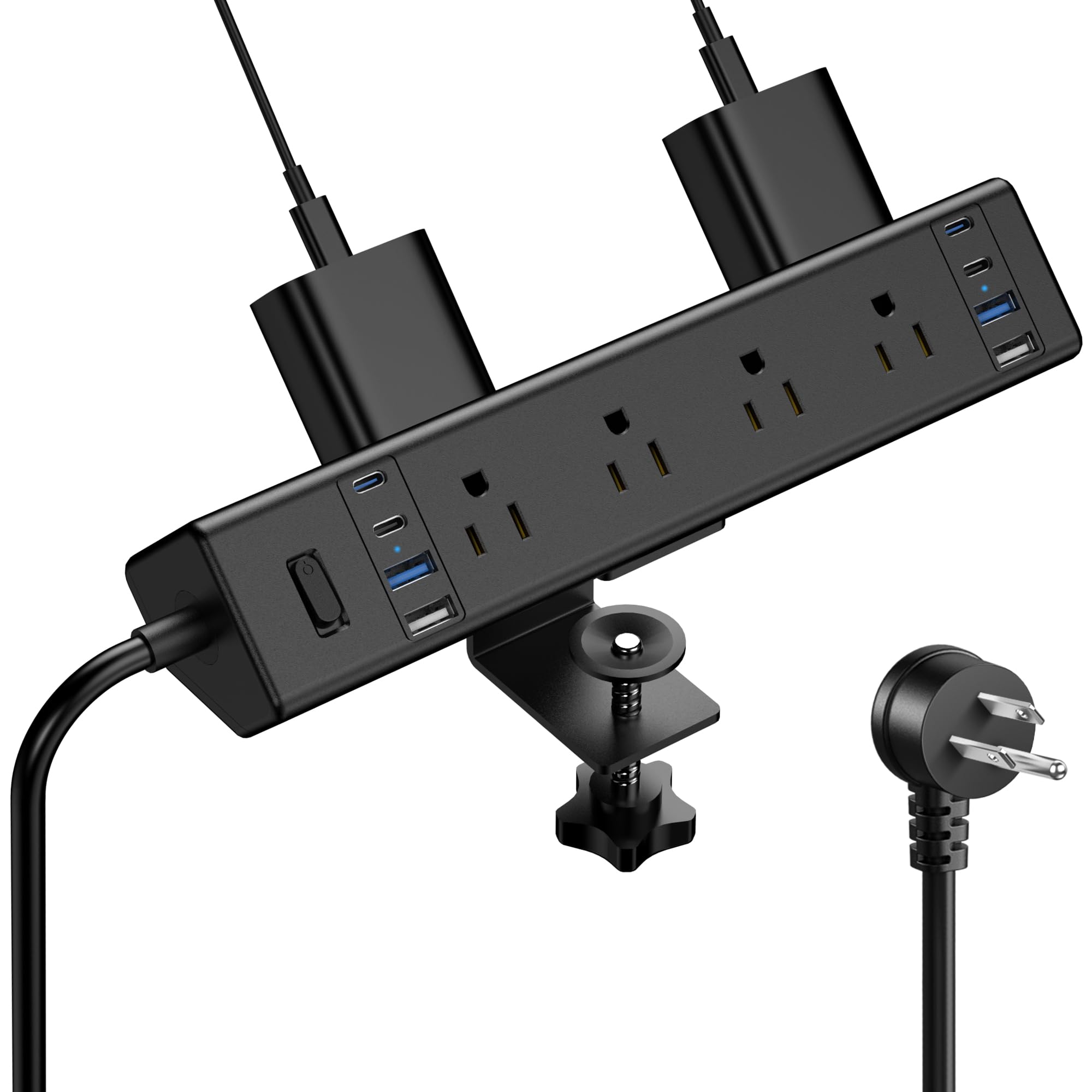 40W Fast Charging Station Desk Clamp Power Strip 20W USB C 8 Outlets 8 USB Ports 4 USB