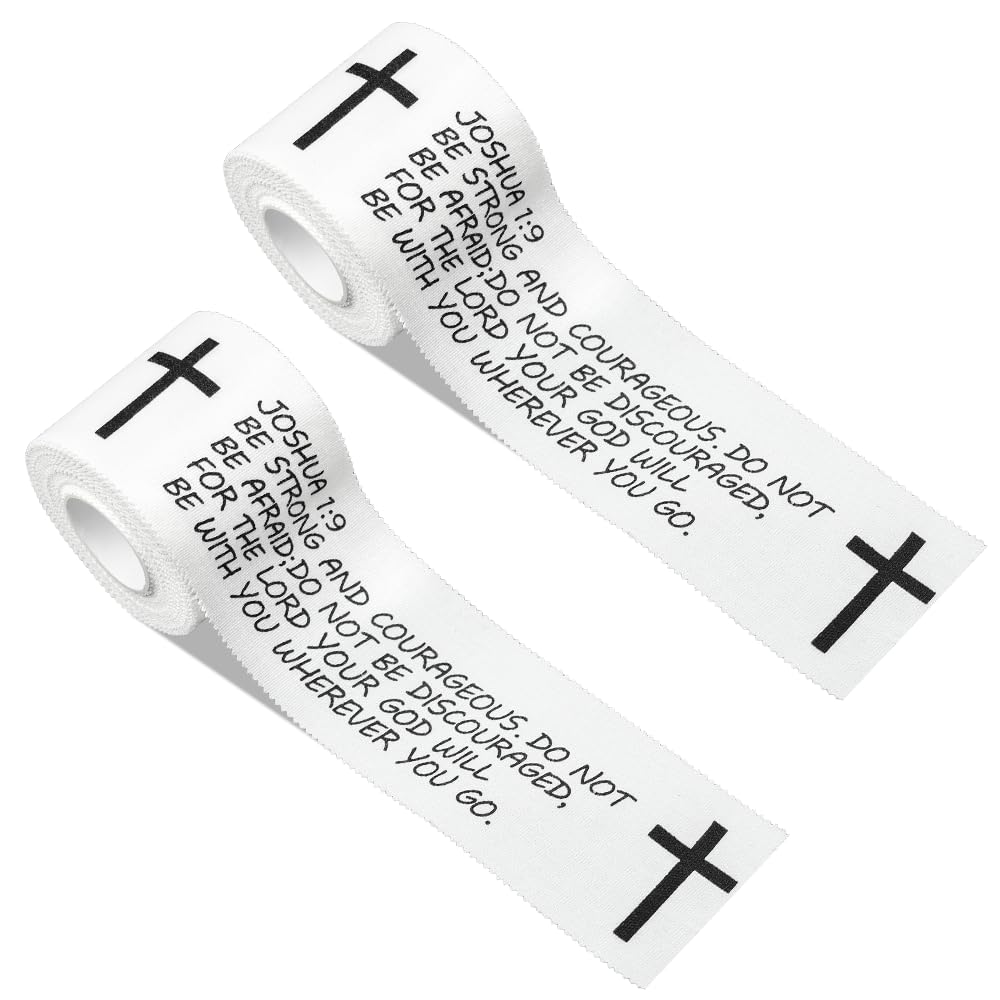 2Pcs Christian Cross Athletic Sports Wrap Tape 2in x 23ft Jesus Cotton Zinc Oxied White Wrist Tape for