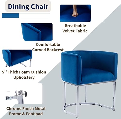 Miniatura 4 de Juego de 2 sillas de comedor tapizadas modernas de mediados de siglo con brazos, sillas de cocina y comedor de terciopelo, sillas decorativas de