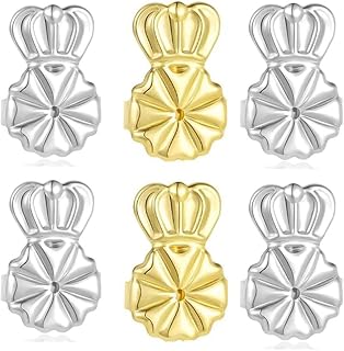 925 Sterling Silver Earring Backs Lifters, 3 Pairs Hypoallergenic Earring Backs for Droopy Ears, Adjustable Earring Lifters for Heavy Earring