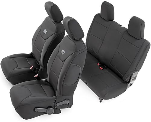 Rough Country Fundas de asiento de neopreno para Jeep Wrangler de 2 puertas (2013-2018), fundas de asiento impermeables de neopreno, fundas de