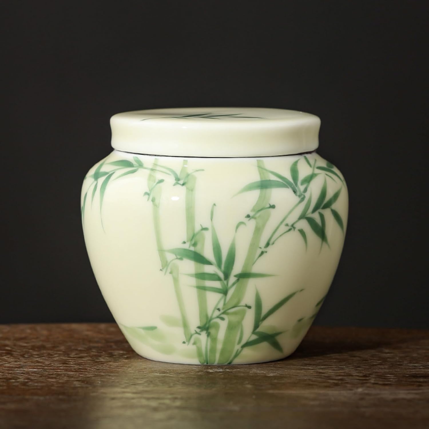 Chinese Style Ceramics Tea Caddy, 150ml 5.1oz, Household Hand-drawn Sealed Jar Sealed Storage Tank