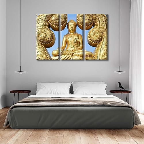 Vista 55 de TUMOVO Wall Art for Living Room Buddha Sculpture Flower Paintings Canvas Wall Art 3 Panel Wall Art Canvas Artwork Wall Decor Large Wall Decor Canvas