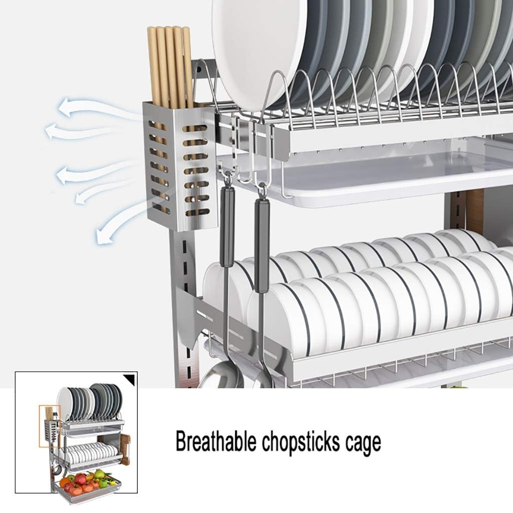 Wandmontiertes Abtropfgestell aus Edelstahl mit Ablaufpfanne, 2/3 Schichten Küchen-Organizer – robustes, platzsparendes Regal für effizientes Trocknen und Aufbewahren