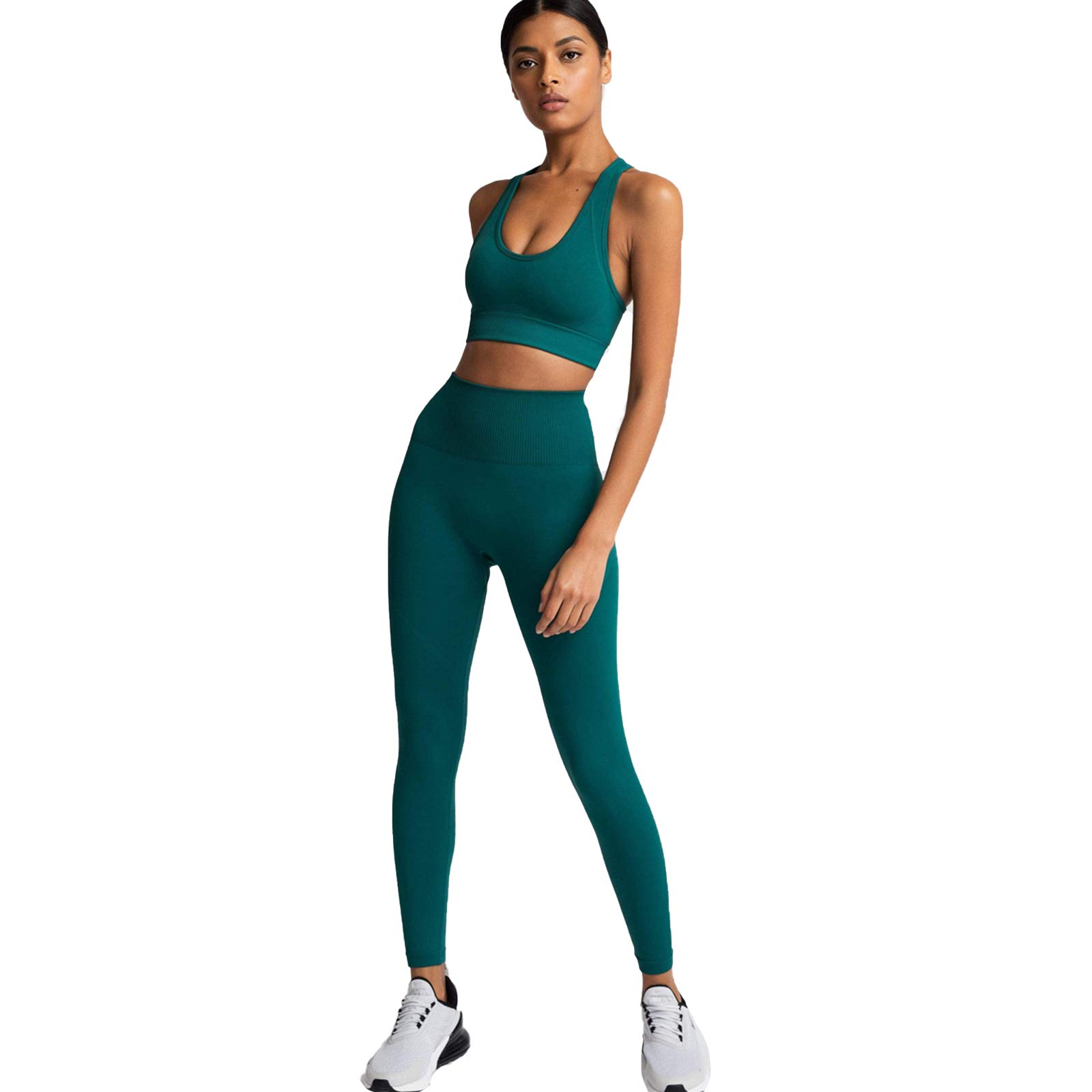 Femmes Ensemble de Vêtements de Yoga Soutien-Gorge de Sport+Leggings 2PCS Survêtement Gym Fitness Activewear