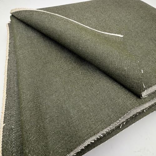 Olive Green Denim Fabric,100% Cotton,11 oz,Non-Stretch,Unwashed,74.8 Inch Wide for Jeans,Jackets,Bags,Upholstery DIY (2 Yard pre Cut) — view 5