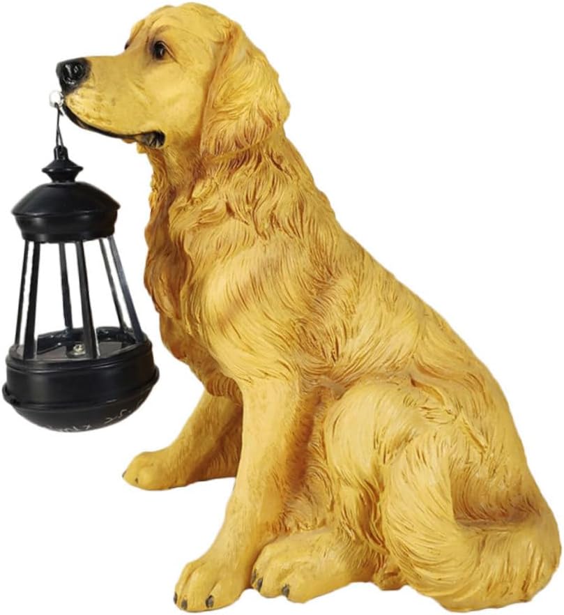 LED Solar Lantern Dog Figurine Light Realistic Resin Hanging Lamp for Outdoor Decor for Patios Gardens and Porches Warm White Night Light for Relaxing Ambiance