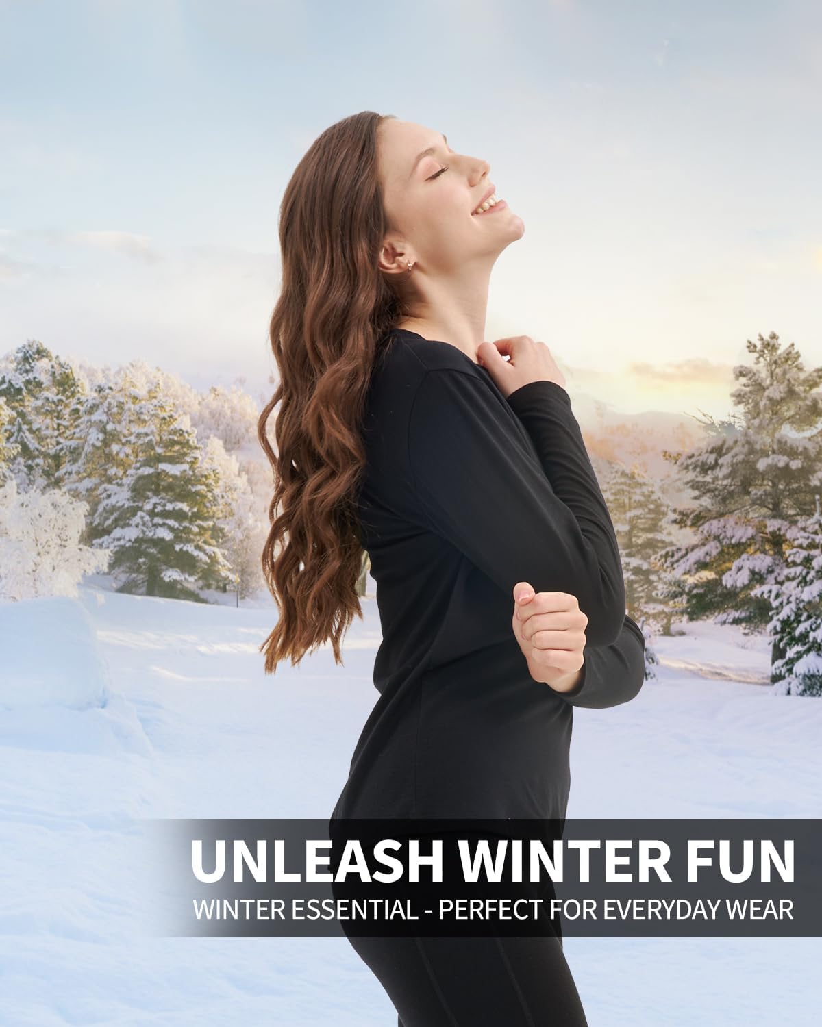 Women’s 100% Merino Wool Base Layer Top, Merino Wool Long Sleeve Undershirt, Wool Thermal Shirt - Image 5