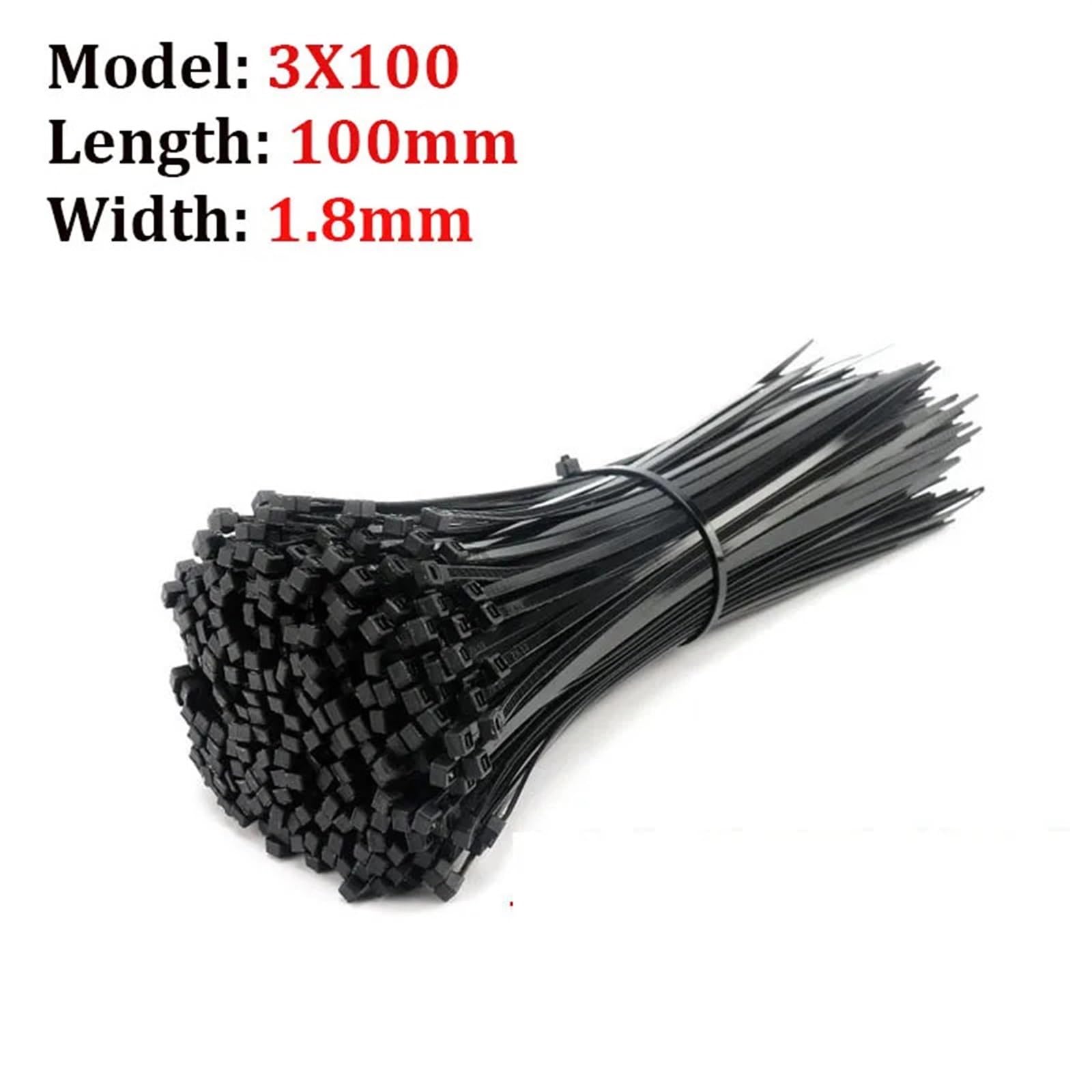 Attache Cable Attache de câble en Plastique et Nylon Noir, autobloquant, 5x300mm, Anneau de Fixation, Attache de câble, Fermeture éclair, Sangle en Nylon, Ensemble d'attaches 3x100mm(500pcs)