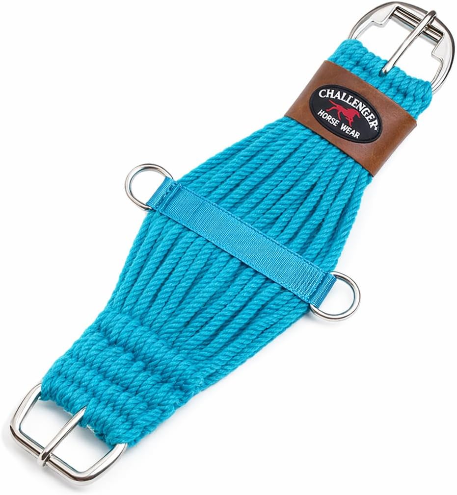 CHALLENGER Horse 22" Western 27 Strand Double Weave Turquoise Mohair Roper Cinch 97RT07TR-22