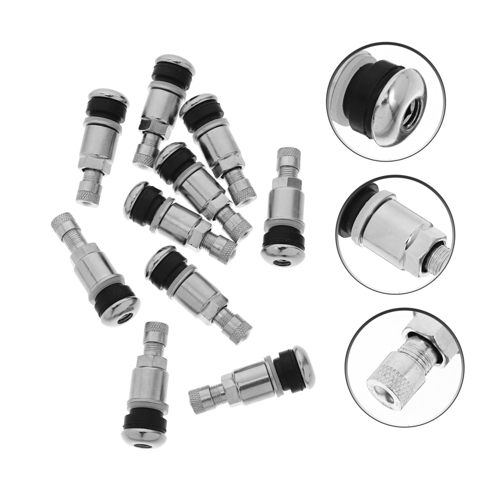 Ipetboom Valvole per Pneumatici Auto in Acciaio 45, 10 Pezzi, Stelo Tubeless Efficiente Senza Perdite d'Aria, Cappuccio a Righe, per Pneumatici e Rimorchi
