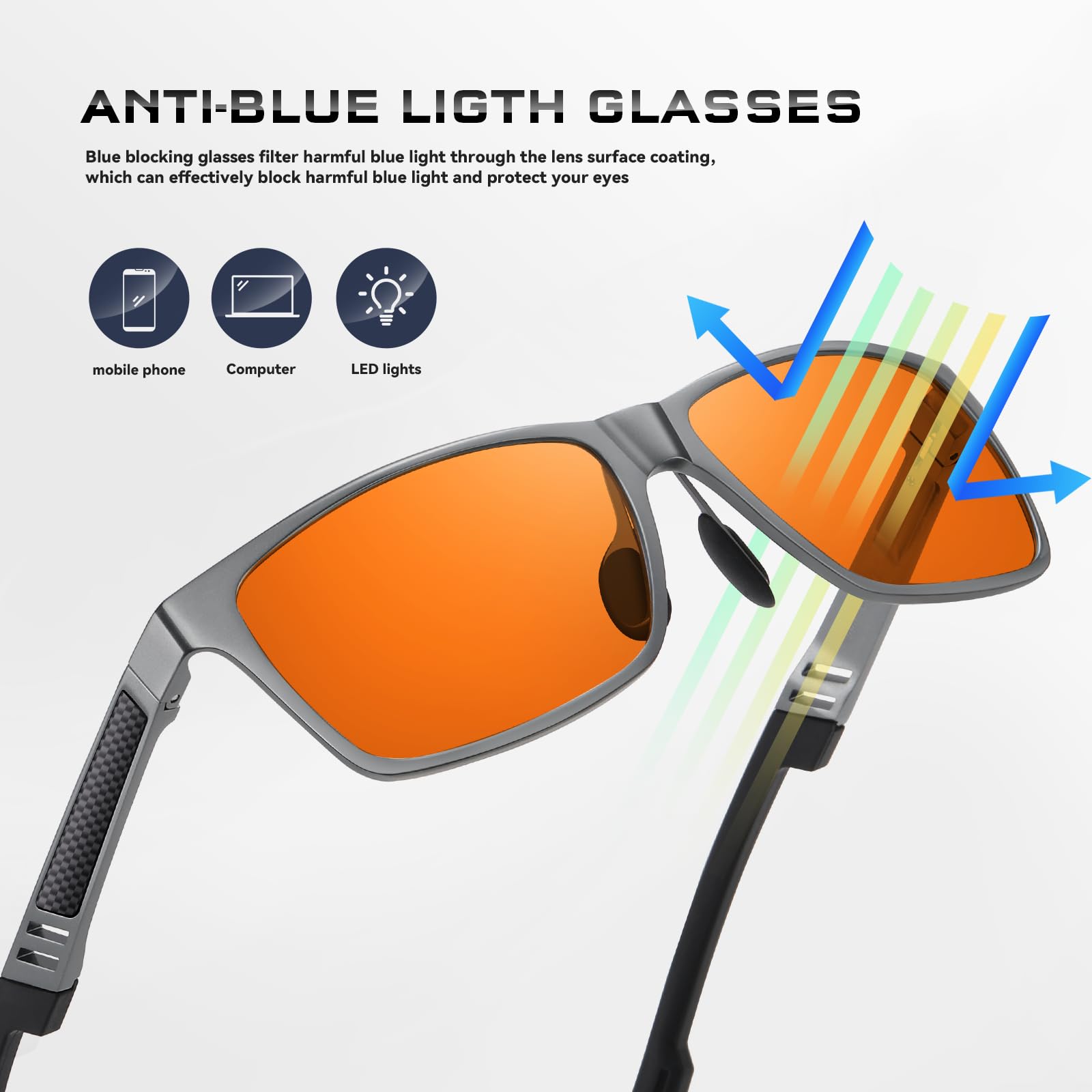 Lunettes de jeu pour hommes et femmes, monture en métal