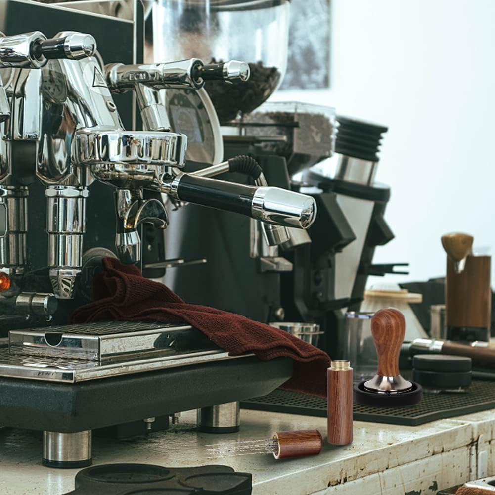 Zestaw do ubijania kawy 51 mm, akcesoria do espresso, zestaw dla baristy z mieszadłem do kawy, dzbanek do spieniania, mata do manipulacji, długopis latte, uchwyt z drzewa sandałowego, 51 mm