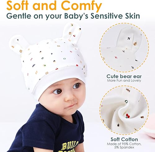 Miniatura 2 de 2 juegos de gorras para bebé recién nacido y guantes antiarañazos, gorro y mitones para bebés de 0 a 6 meses