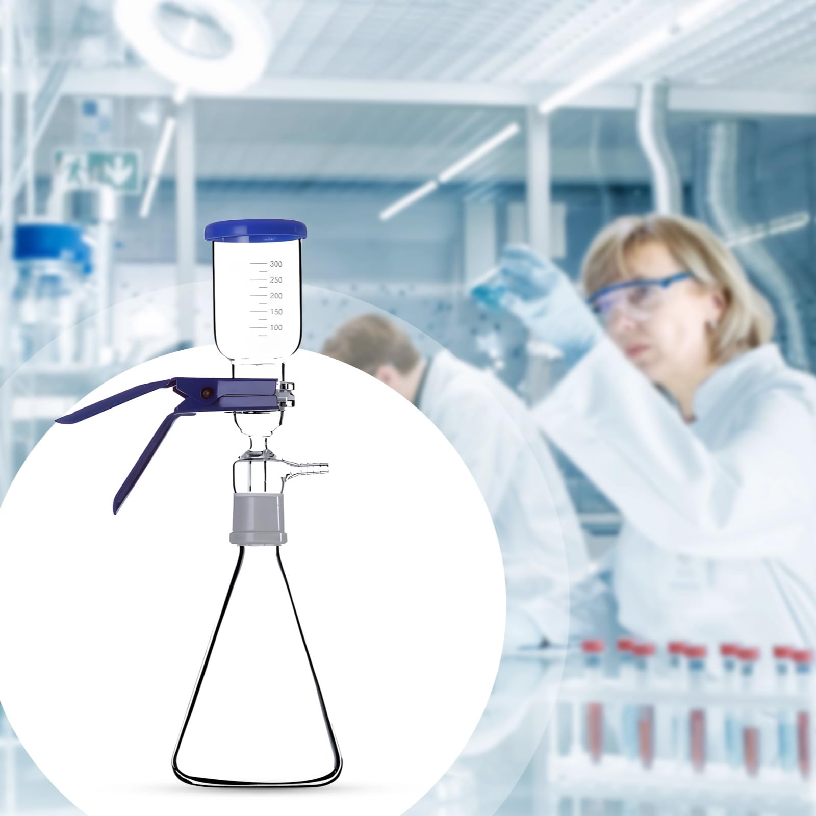 Destillationsset mit Glastrichter, 1000 ml Lösungsmittel-Filtrationsgerät, Büchnertrichter mit Vakuumpumpe und Staubschutzhaube, Laborausrüstung für präzise Trennverfahren und Probenaufbereitung