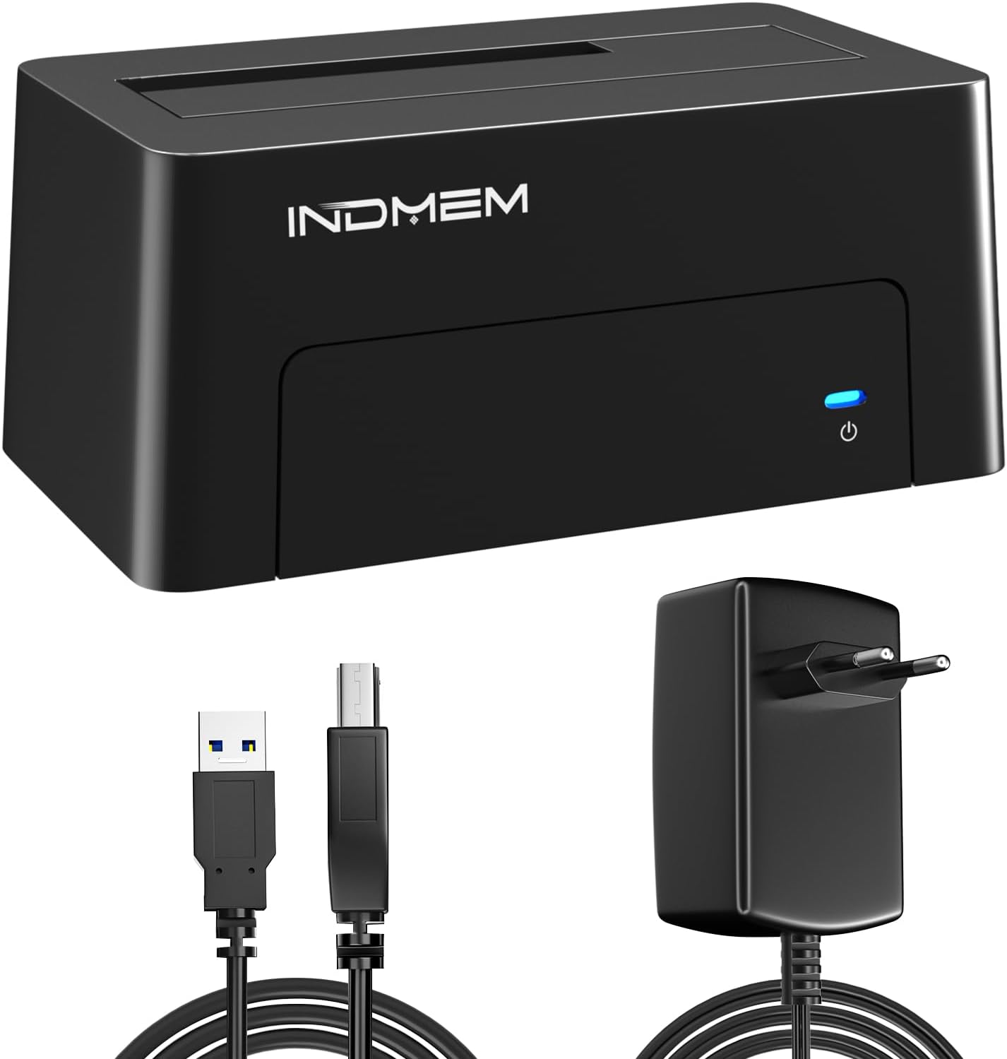 INDMEM SAS to USB 3.0 Adapter SASSATA Hard Drive Reader Enclosure Docking Station for 2.53.5 Inch HDD SSD with 12V2A Power Adapter