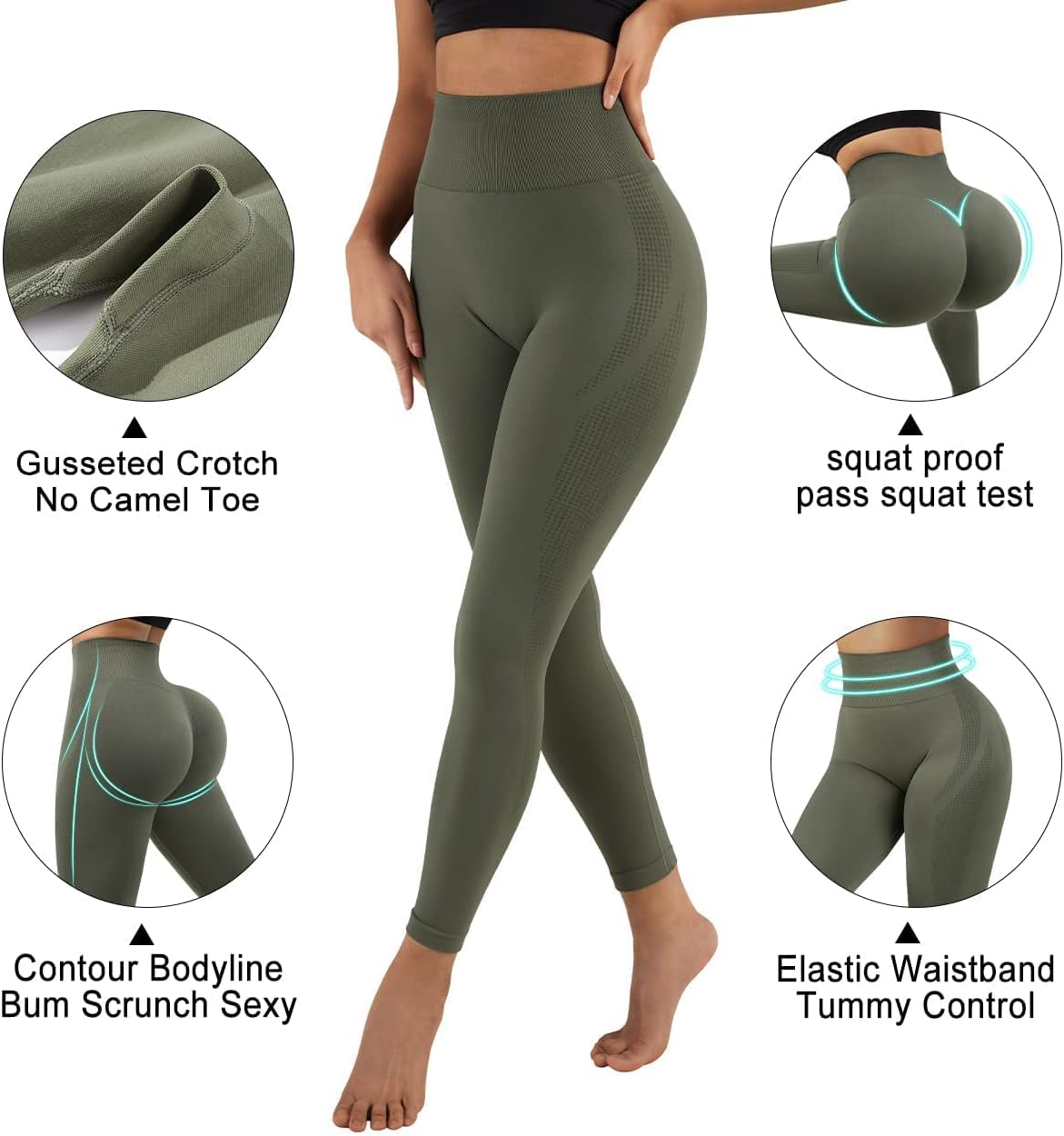 MOSHENGQI Scrunch Butt Leggings for Women Seamless High Waisted Slimming Workout Gym Yoga Pants - Image 3