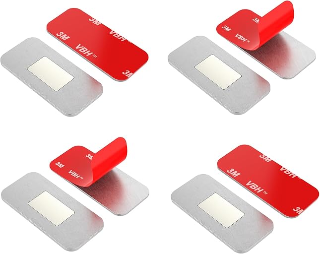 Magnetic Cabinet Door Catch, Ultra Thin No Drill Cabinet Door Magnets, Adhesive Stainless Steel Cabinet Latch to Stay Closed, Kitchen, Bathroom Magnetic Door Catch Closer 4 Pack