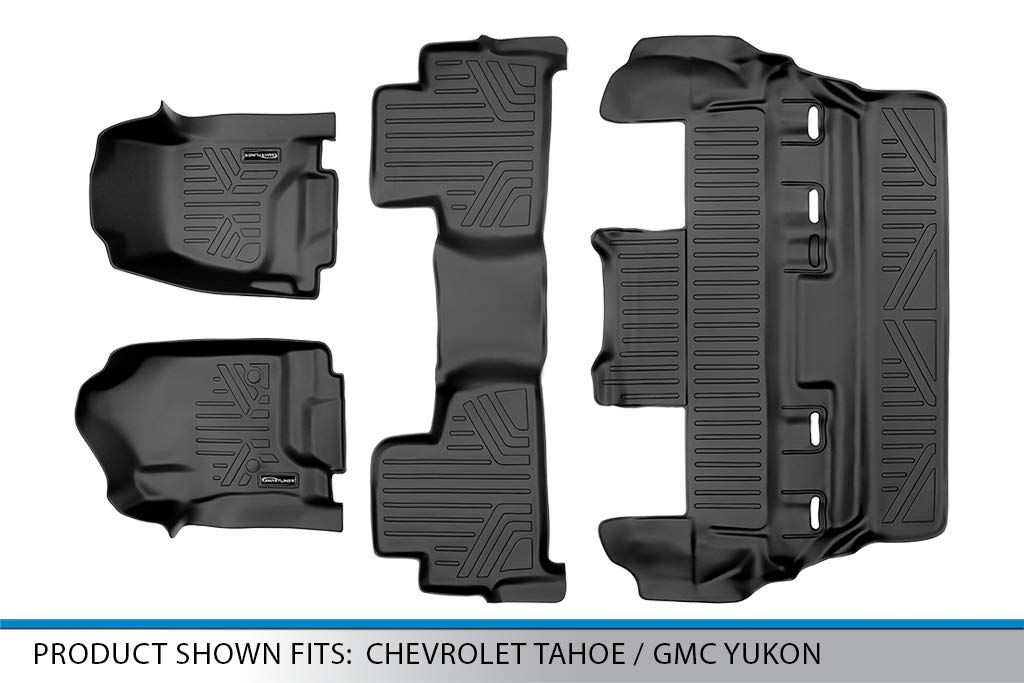 MAXLINER Custom Fit Floor Mats 3 Row Liner Set Black for 2015-2020 Chevrolet Tahoe / GMC Yukon