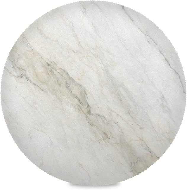 Art White Marble Stone Placemats Round Dining Table Mats Set of 4, Non Slip Washable Place Mat for Kitchen Table