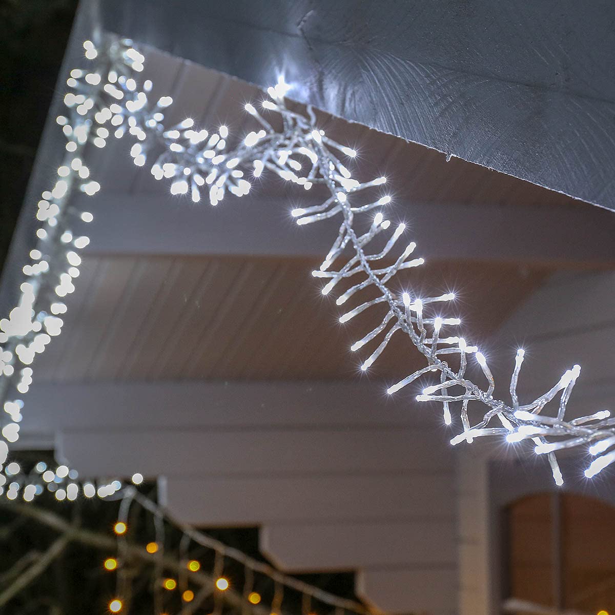 Festive Lights - ConnectGO Connectable Outdoor Cluster Lights - Mains Powered 300 White LEDs - Christmas, Garden, Home & Party (White, 20m)