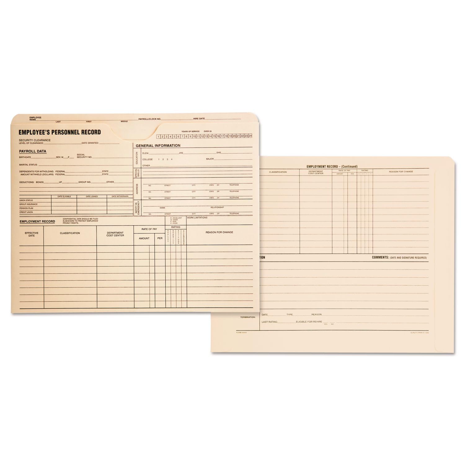 Quality Park Personnel Record Jacket, Flat Expansion, 9-1/2 x 11-3/4 Inches, 100 per Box (QUA69999)