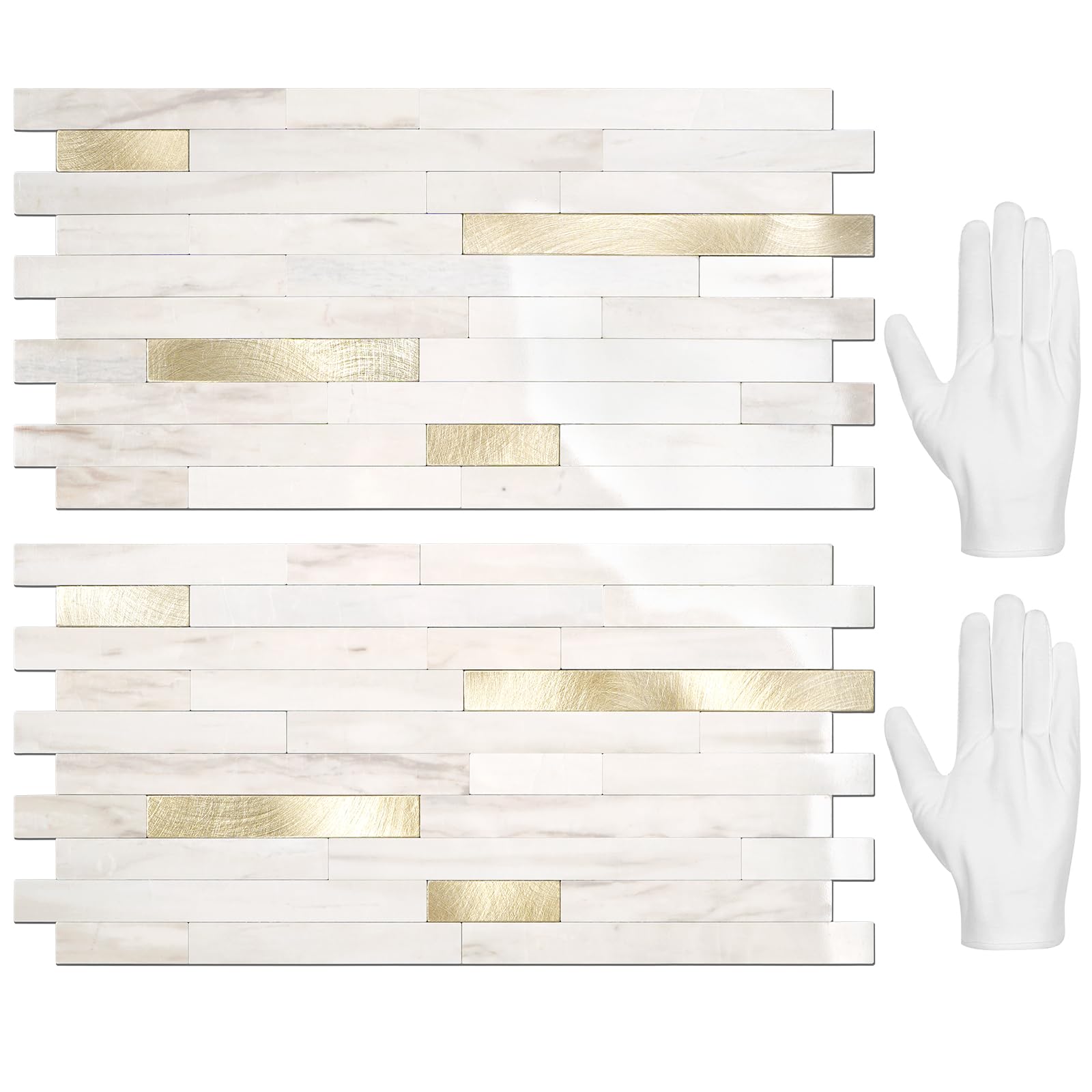STICKGOO 20 Sheets Peel and Stick Backsplash Tile Glossy Eurasian Wood Grain