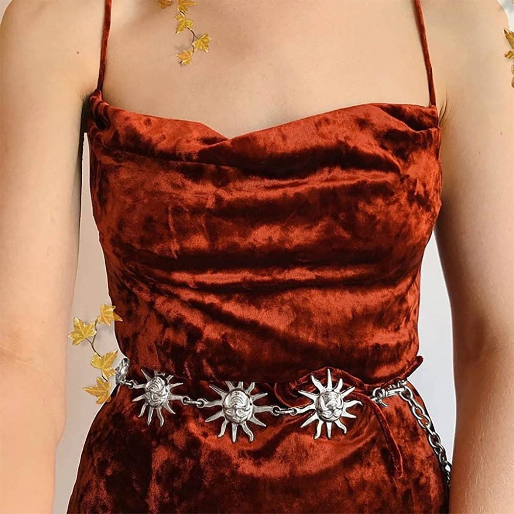 Navoky Moon Star Metal Waist Chain Sun Pendant Belly Belt Body Chains Jewelry Accessories for Women and Girls