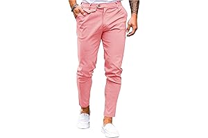 Pink Stretch Skinny Men's Pants