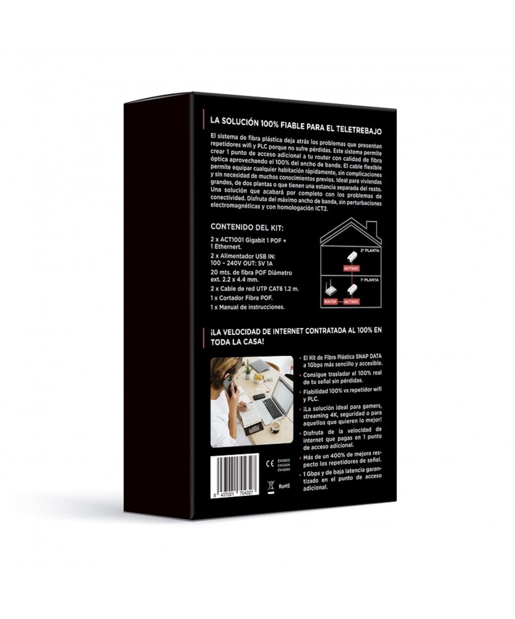 ACTELSER KIT Single Snap Data de Fibra Optica Plastica (50 Metros)