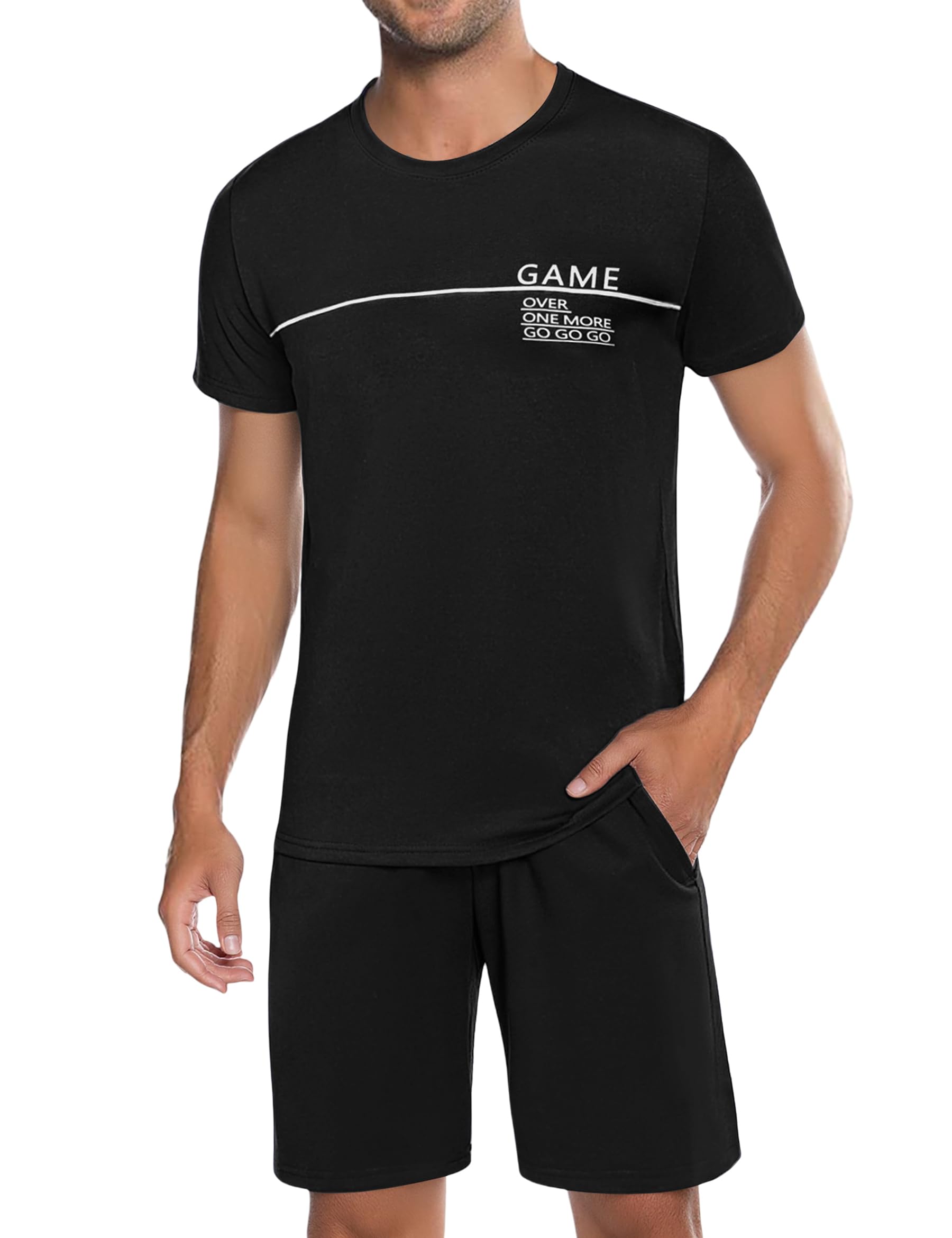 Men's Short Pyjamas Cotton Round Neck Two-Piece Pyjamas with Short Sleeves T-Shirt Shorts Trousers for Men S-3XL-image-45