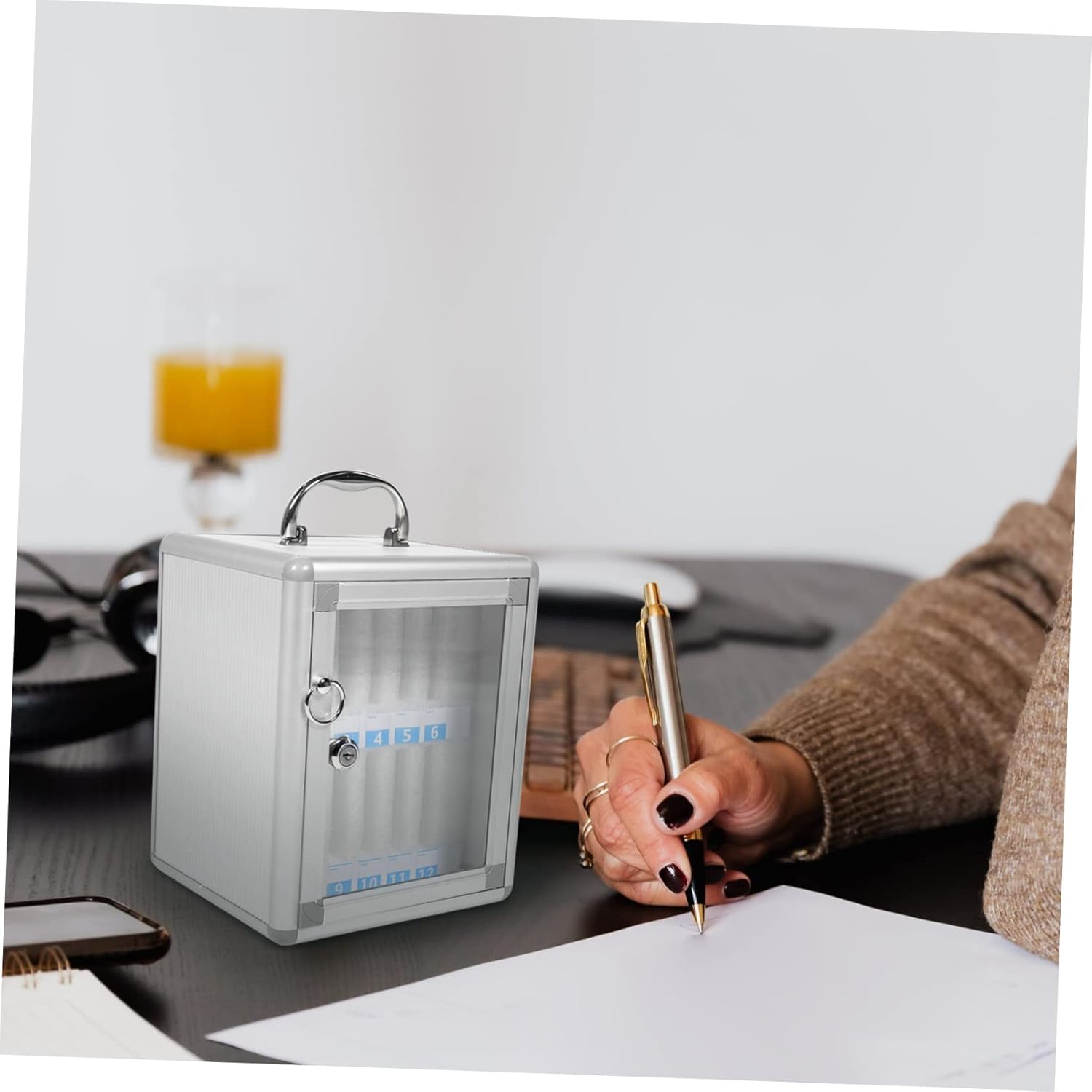 NUOBESTY 1Pc Mobile Phone Storage Box Aluminum Alloy Organizing Cabinet with Pearl Protection Slot Storage Locker for Classroom Office and Travel Phone Locker for Easy Access and