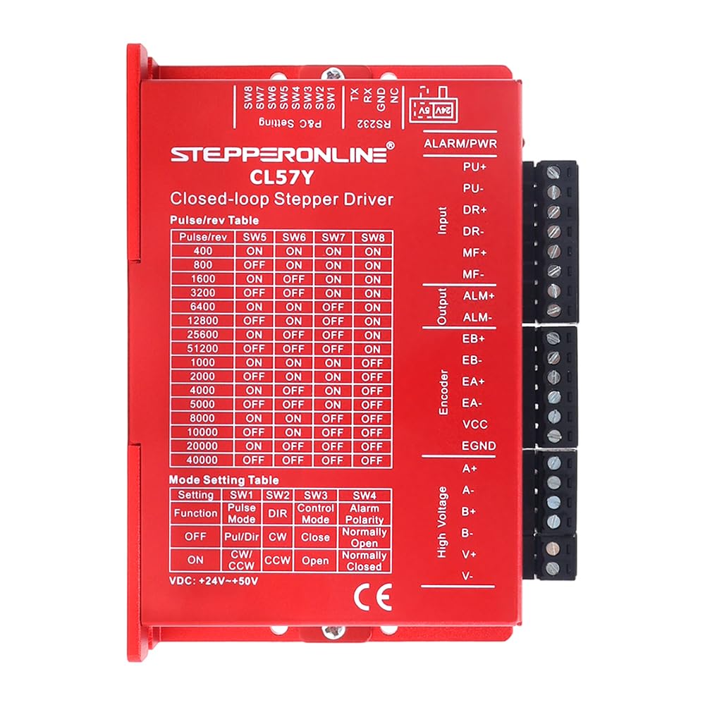 STEPPERONLINE Motore passo-passo a ciclo chiuso 1 asse CNC KIT 3.0 Nm/424.92oz.in 5.0A NEMA 23 con cavi da 1,5 metri e driver passo-passo a ciclo chiuso 0-7.0A 24-50VDC CL57Y-V20