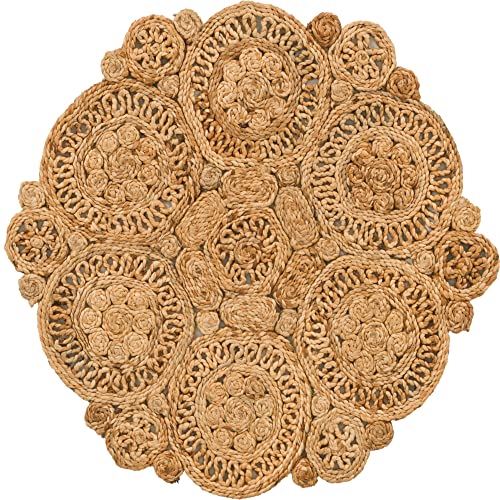 Tapete decorativo redondo de yute Natural 2'2" miniatura 3