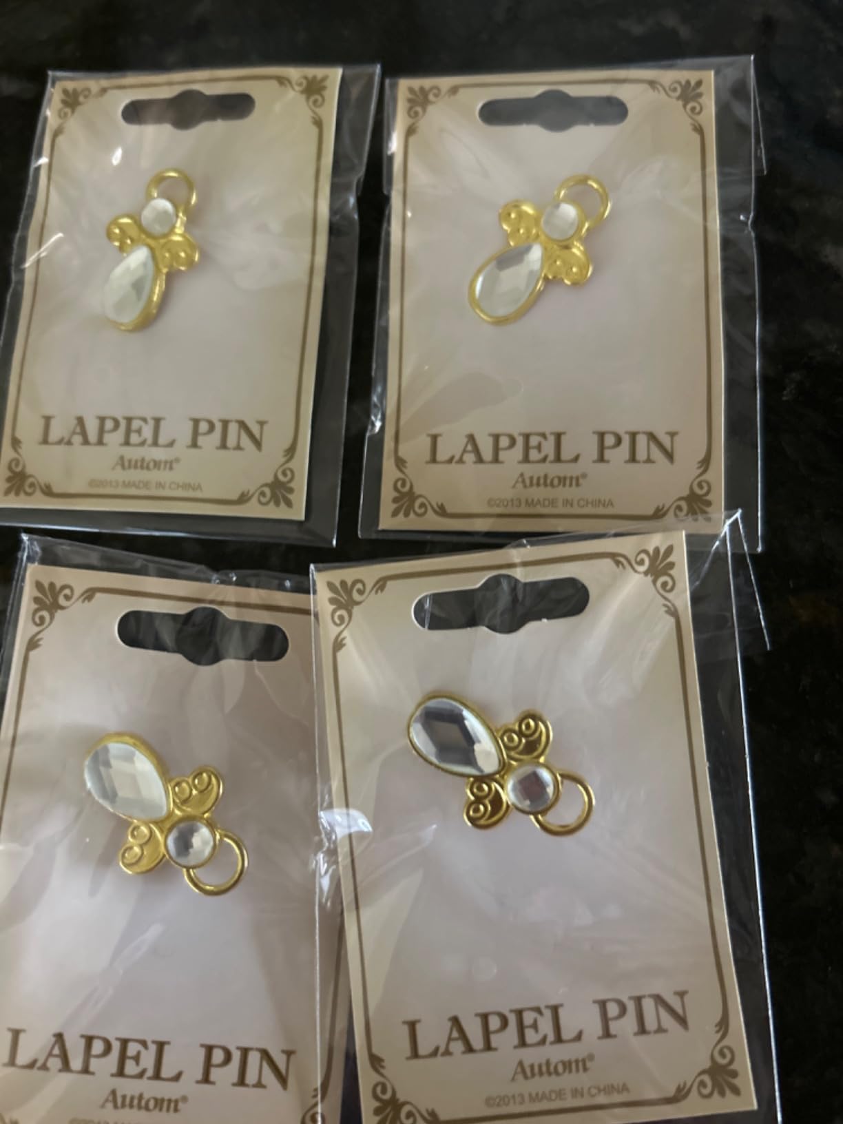 Amazon.com: Gold Toned Glass Angel Lapel Pins, 1 Inch, Pack of 5 ...