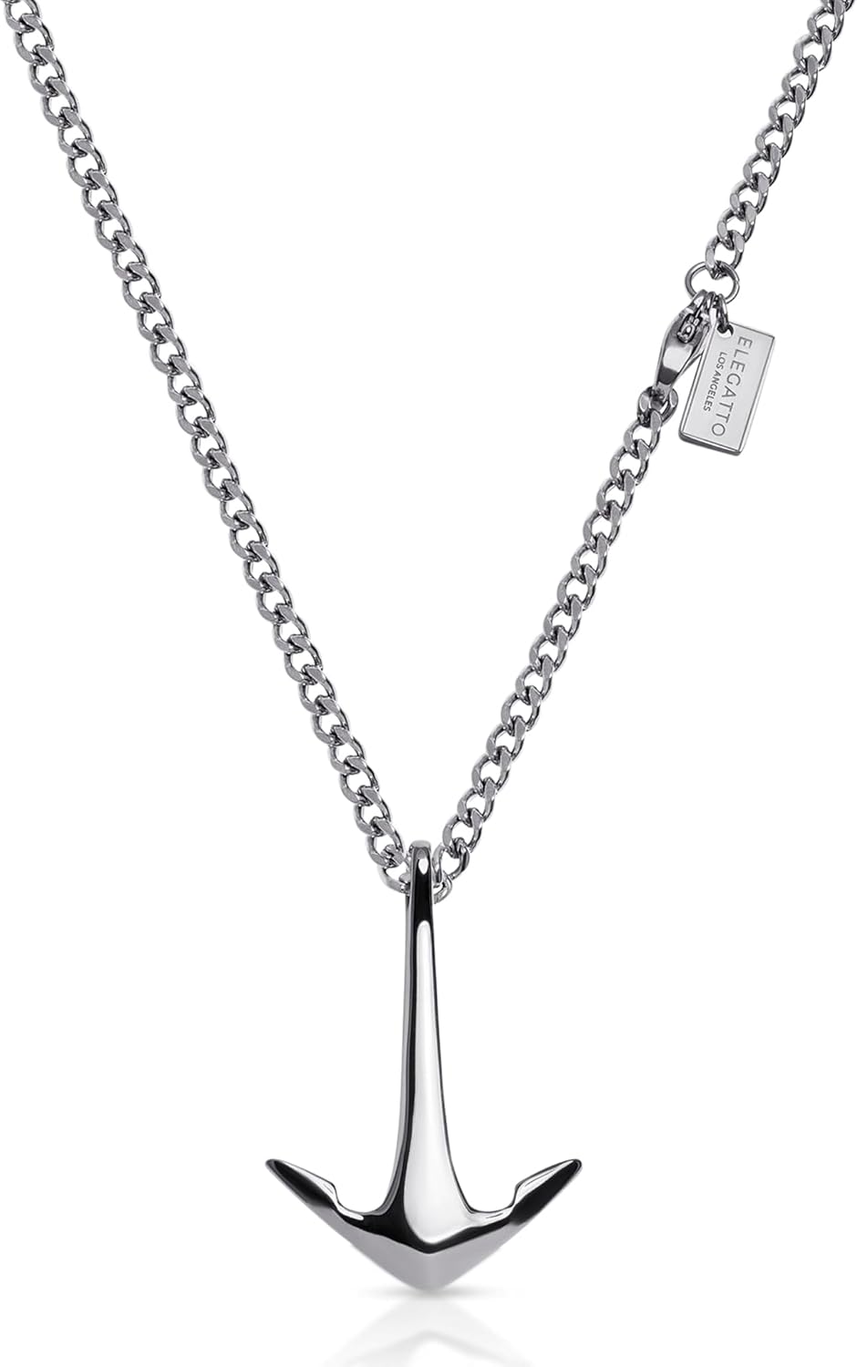 Elegatto Anchor Premium 18K Gold Plated Necklace for Men | Polished Gold-Plated Stainless Steel Pendant | Men's Designer Jewelry