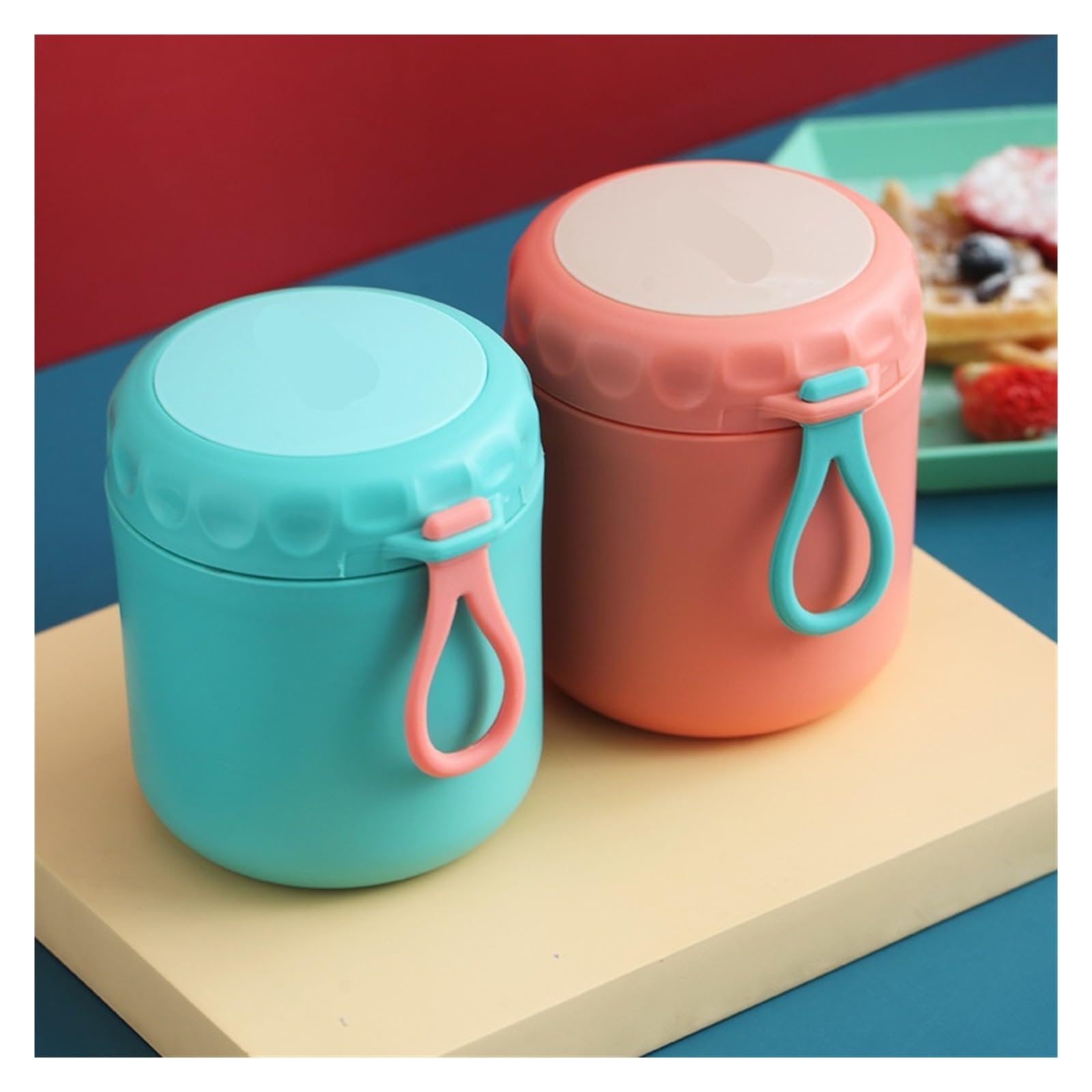 Générique Pot thermique for aliments isolés, tasse à soupe, conteneurs sous vide, boîte déjeuner en acier inoxydable, maintien au chaud for l'école(Blue)
