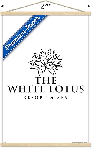 Miniatura 3 de Trends International The White Lotus - Póster de pared con logotipo blanco y negro, 22.37 x 34.00 pulgadas, paquete de impresión premium y colgador
