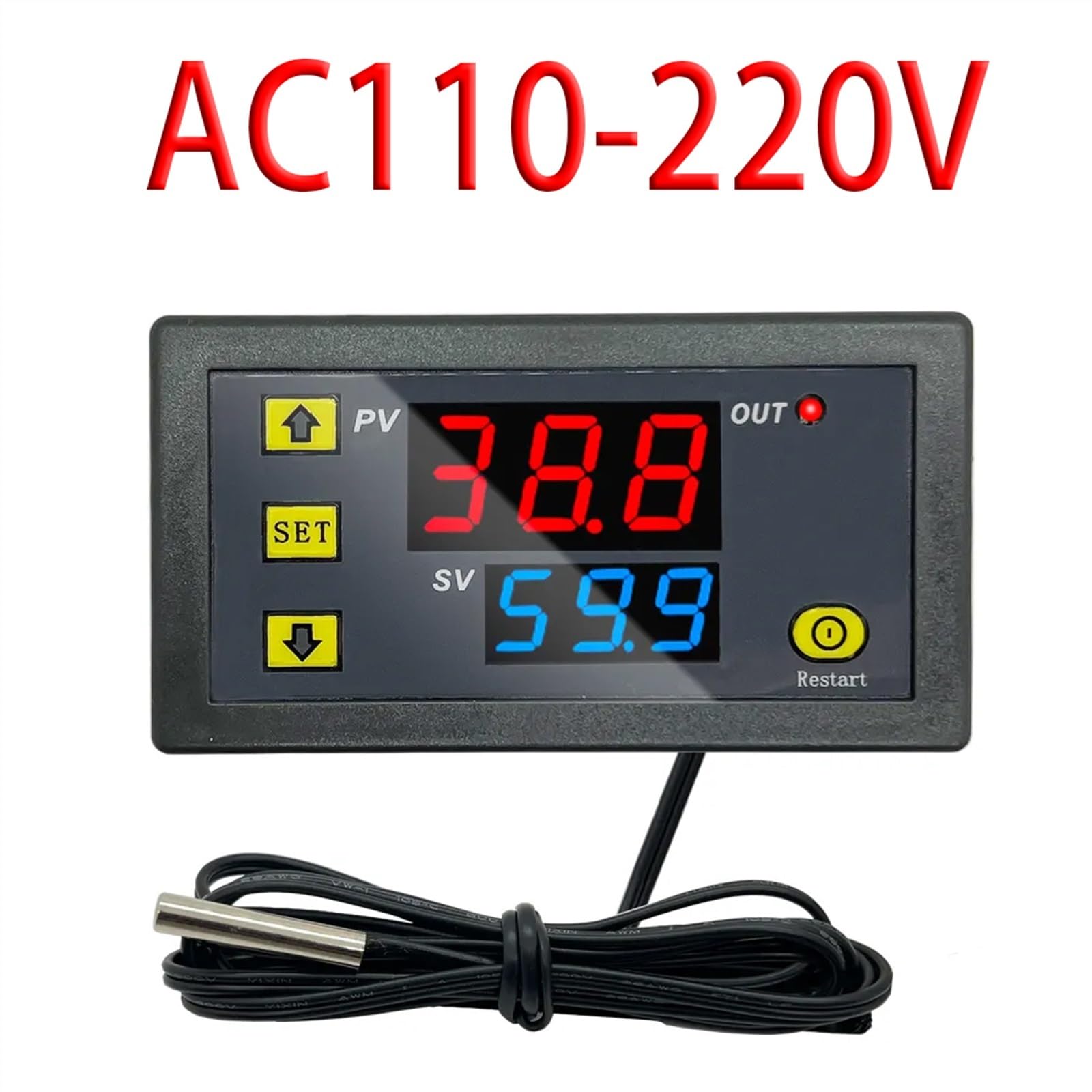Minicontrolador de Temperatura Digital W3230, 12 V, 24 V y 220 V, termostato, regulador de calefacción y refrigeración.(AC 110V-220V)