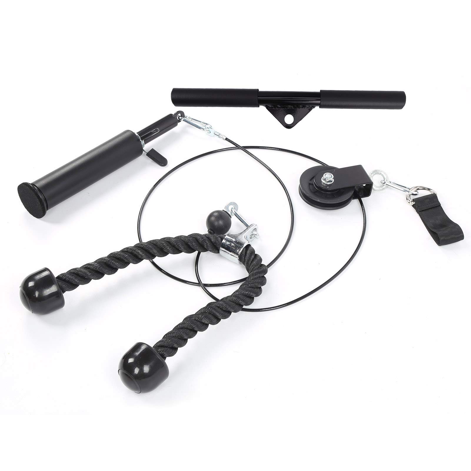 POENVFPO Equipo de Fitness Juego de Poleas de Nailon de Acero de Cables para Gimnasio en Casa con Desmontable Cuerda de 230 Cm y 180 Cm Rotación 360 para Entrenamiento de Tríceps en Brazos