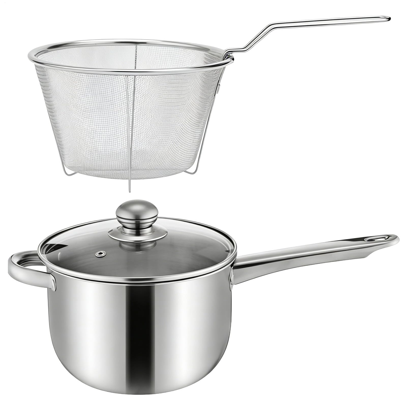Poêle à frire pour cuisinière à induction en inox avec revêtement antiadhésif