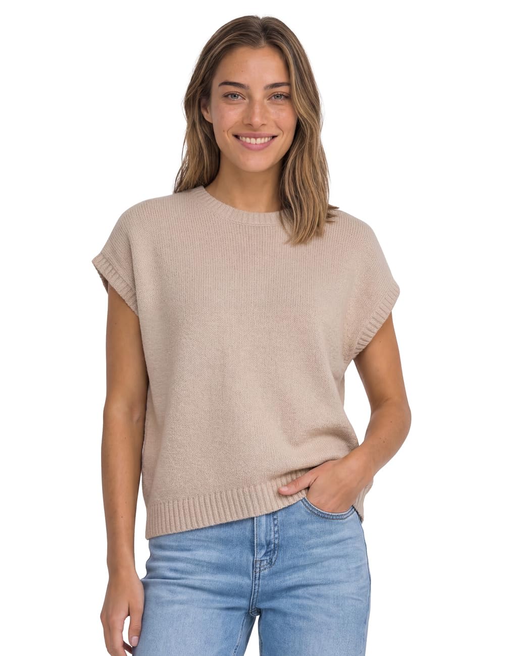 Street One Damen Ärmelloser Pullover mit Rundhals