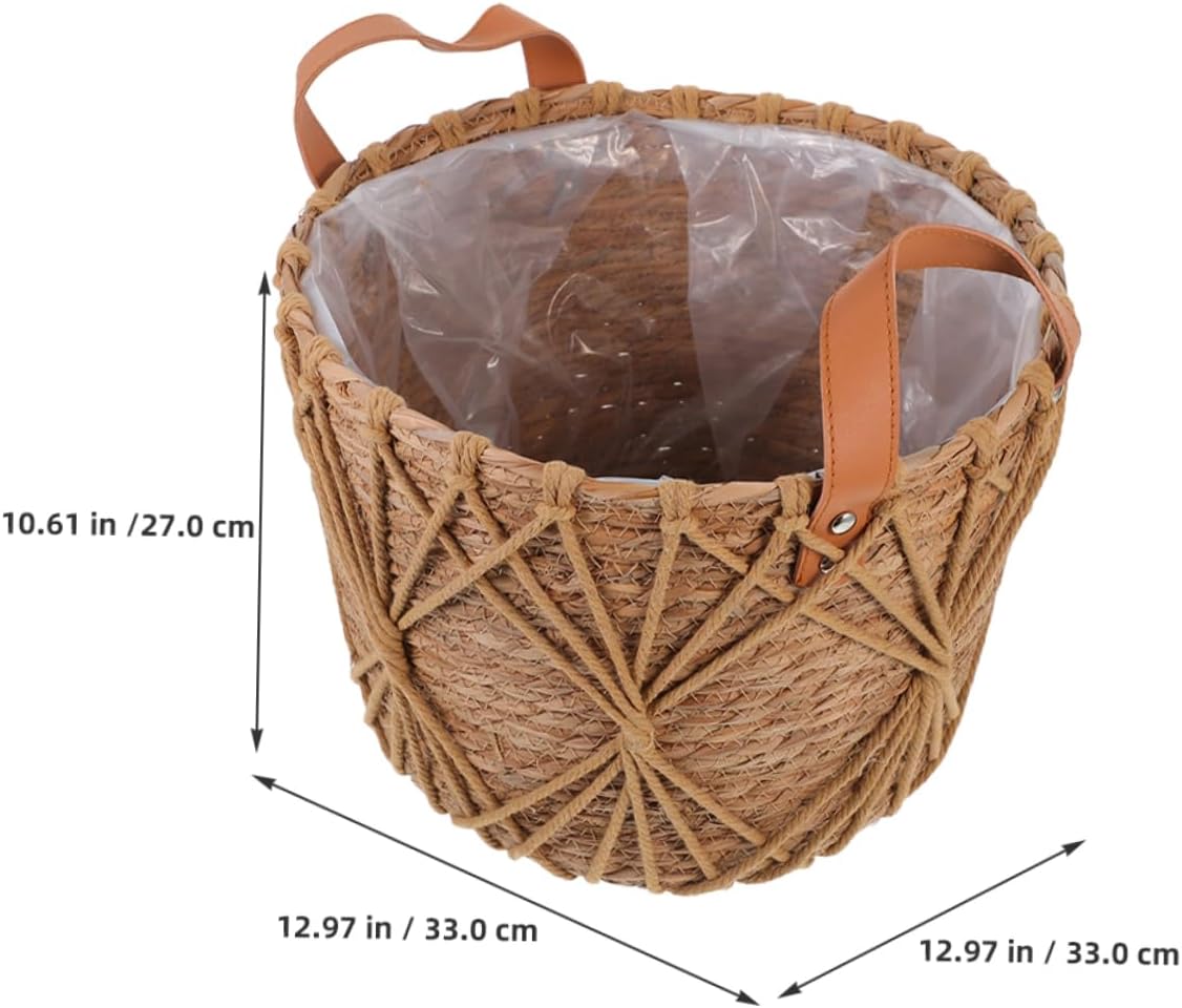 BESPORTBLE Portable Woven Flower Basket Handle Multi-purpose Storage for Garden Gatherings Rustic Home Decor and Outdoor Events Natural Material Design