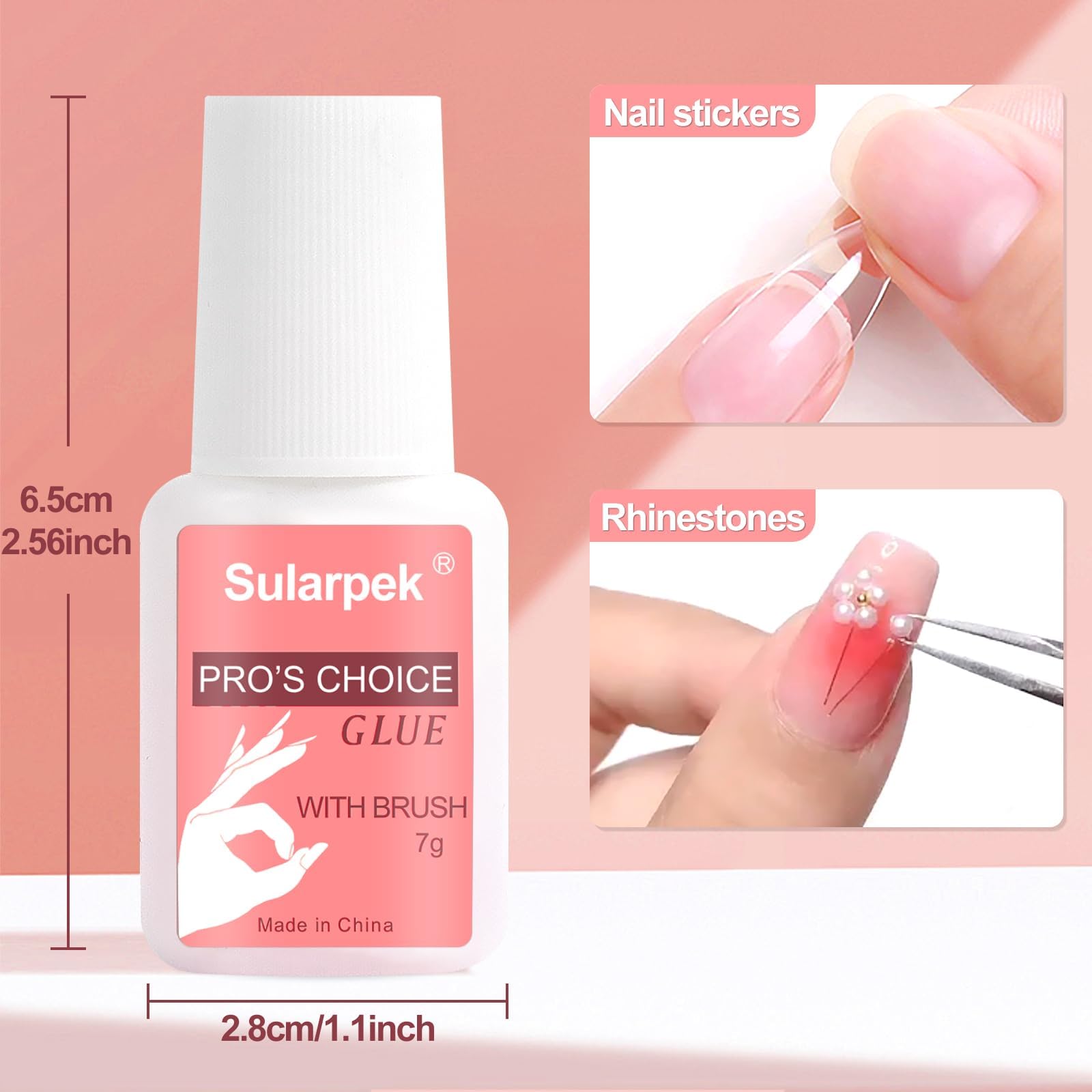 Sularpek Pegamento de uñas extrafuerte, pegamento de uñas de 7 ml, pegamento para uñas postizas, para aplicar puntas de uñas artificiales para manicura - 3