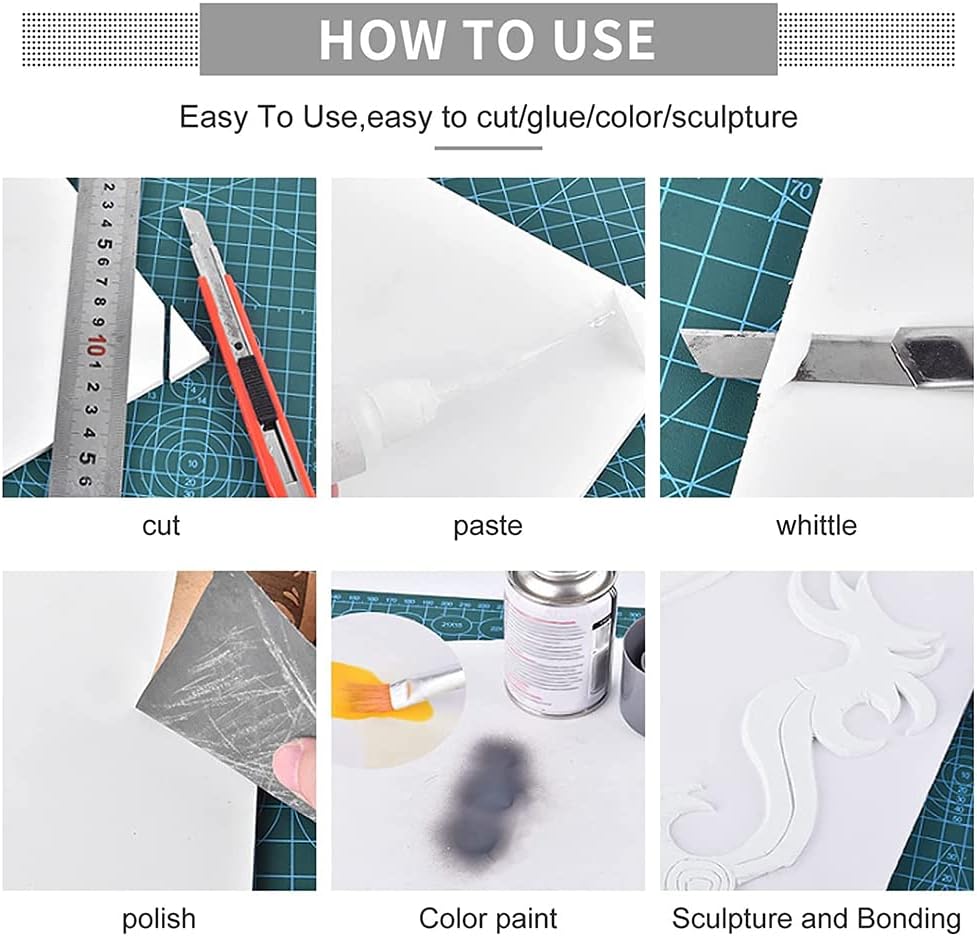 BENECREAT 5 Pcs 1mm PVC Foam Sheet White Plastic Sheet 11.8x15.7 Inch Lightweight Rigid Foam Expanded PVC Sheet for Crafts, DIY Making, Screen Printing and Art Display