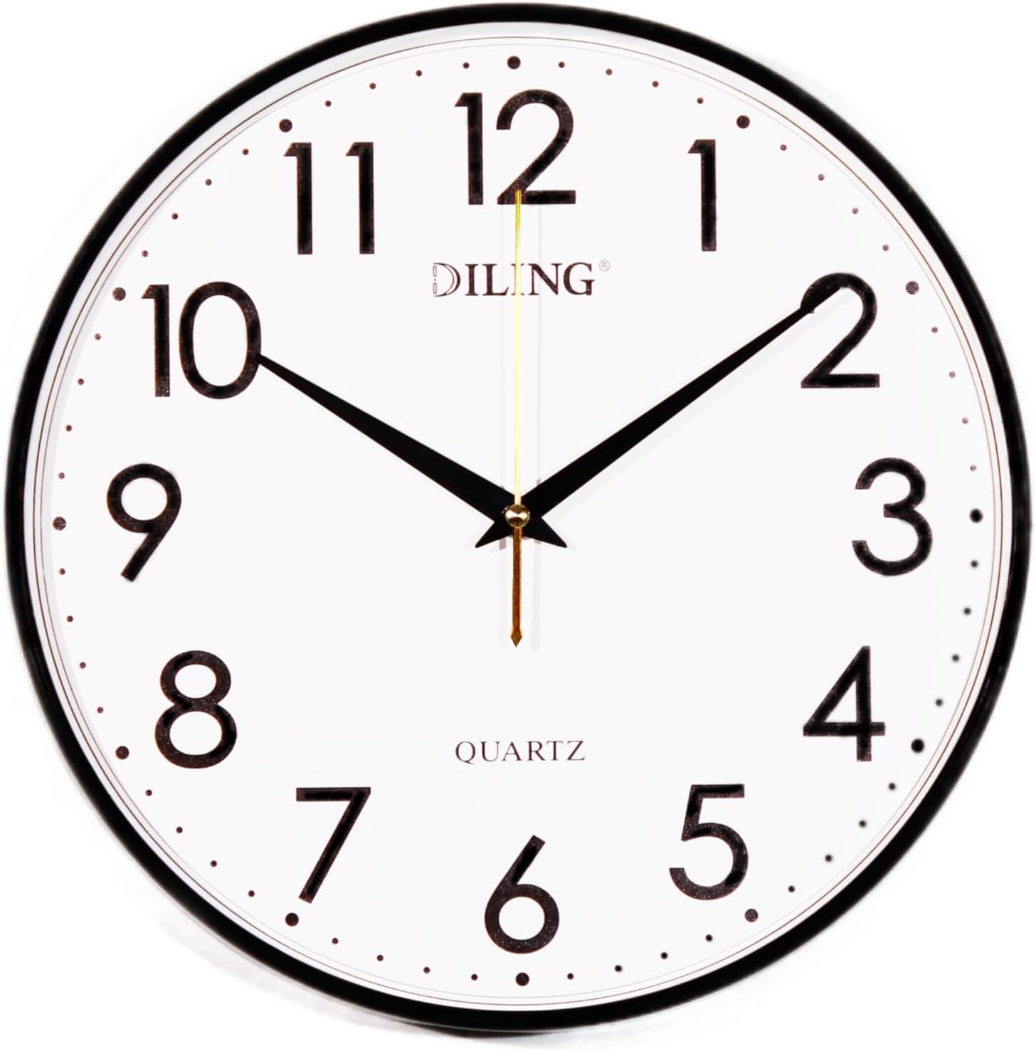 Round Wall Clock 13 Inch Silent Non-Ticking Battery Operated Large Display Analog for Living Room Bedroom Study Room and Kitchen Decor (Black)