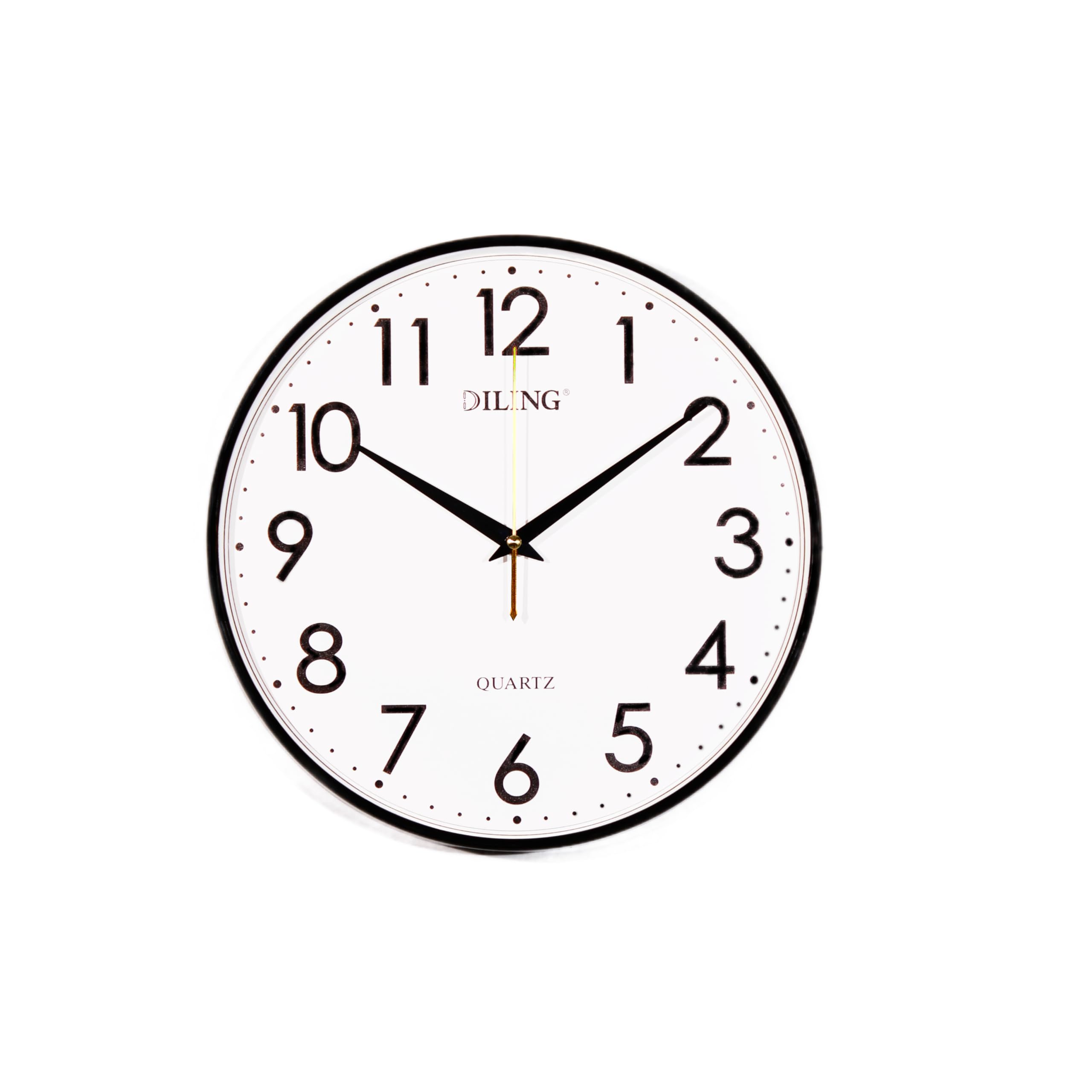 Round Wall Clock 13 Inch Silent Non-Ticking Battery Operated Large Display Analog for Living Room Bedroom Study Room and Kitchen Decor (Black)