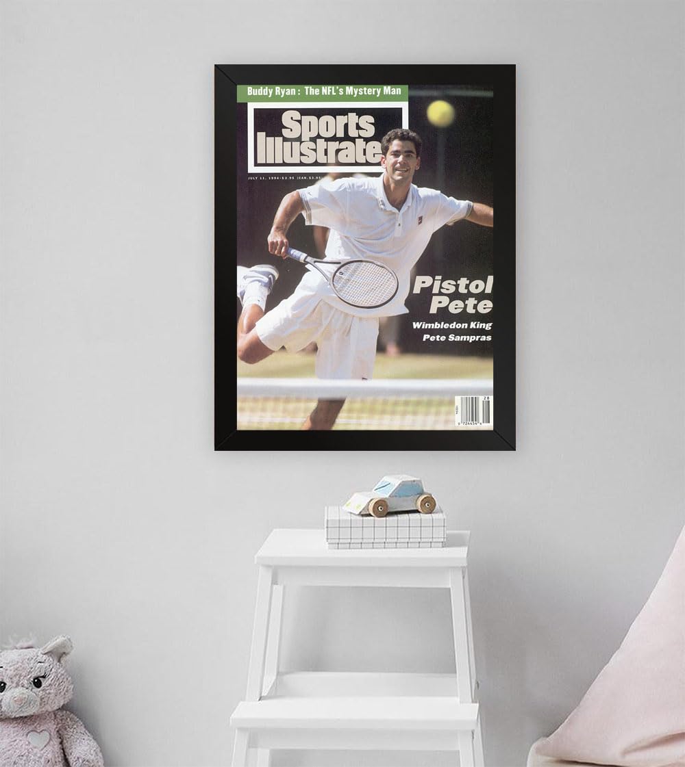 GADGETS WRAP Printed Photo Frame Matte Painting for Home Office Studio Living Room Decoration (11x17inch Black Framed) - Usa Pete Sampras